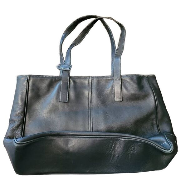  Coach Leather Black Tote bag with zip closure 21x12 - Picture 3 of 13